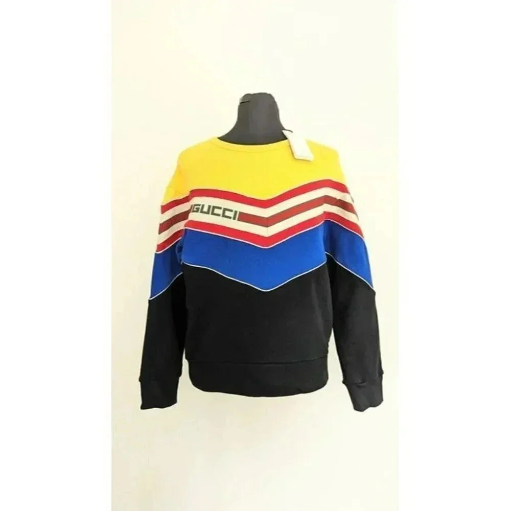 NWT Gucci Men's Chevron Stripe Sweatshirt Multi Color Size S (MSRP $1,800)